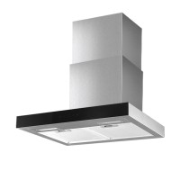 Devanti 60cm Range Hood: Black Glass, Wall-Mounted, 3-Speed Touch Control, LED Lights, High Suction, 5-Layer Filters