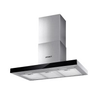 Devanti 900mm Range Hood - 90cm Wall Mounted, Black Tempered Glass, 3-Speed Touch Control, LED Lights, Strong Suction