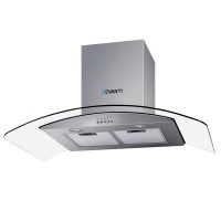 Devanti 900mm Wall Mounted Range Hood with Stainless Steel & Tempered Glass, 3-Speed, LED Lights & Filter Indicator