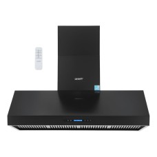 Devanti 1500mm Black Commercial BBQ Range Hood with Dual Motors, Remote Control, LED Lights, and Stainless Steel Body