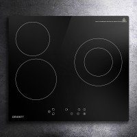 Devanti 60cm Electric Ceramic Cooktop 4 Burner Hob Touch Control Black Glass, 5200W, Timer, Child Lock
