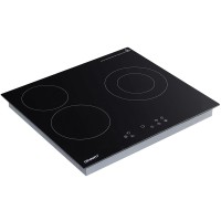 Devanti 60cm Electric Ceramic Cooktop 4-Burner Touch Control 5200W Black Glass Hob 3-Zone Dual Ring Timer
