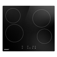 Devanti 60cm Electric Ceramic Cooktop, Touch Control, 4 Cooking Zones, 9 Power Levels, Safety Features, Black Glass