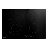 Devanti Electric Ceramic Cooktop, Black Glass, 77cm, 6 Zones, Touch Control, Safety Features, 6600W Power