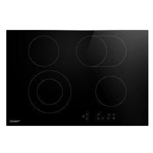 Devanti Electric Ceramic Cooktop, Black Glass, 77cm, 6 Zones, Touch Control, Safety Features, 6600W Power