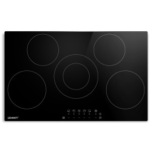 Devanti Electric Ceramic Cooktop, Black Glass, 90cm, 6 Zones, 8200W, Touch Control, Safety Features, Easy Clean