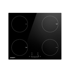 Devanti Induction Cooktop, Black Ceramic Glass, 60cm, 4 Zones, Touch Control, 7000W, Safety Features, Built-in