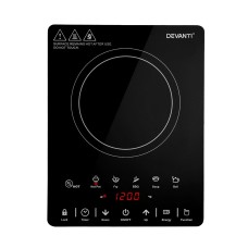 Devanti Electric Ceramic Cooktop, Black Glass, 30cm - 5 Modes, Touch Controls, Child Lock, 2000W, Safety Features Devanti Electric Ceramic Cooktop, Black Glass, 30cm - 5 Modes, Touch Controls, Child Lock, 2000W, Safety Features