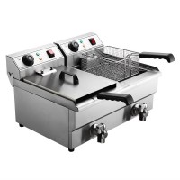 Devanti 20L Stainless Steel Commercial Deep Fryer - Double Baskets, Oil Taps, 6000W, Fast Heat, Safety Features
