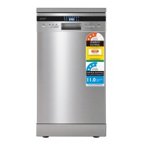 Devanti 10 Place Setting Freestanding Dishwasher, Silver - Quiet 8 Programs, Adjustable Rack, LED Display, 49dBA Noise