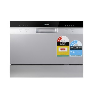 Devanti Benchtop Dishwasher, Stainless Steel, 6 Place Settings, Silver, Compact, Quiet Operation, Easy Install