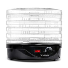 Devanti 5-Tray Food Dehydrator, Adjustable Temperature, Food-Grade Plastic, Beef Jerky Fruit Dryer, Black Devanti 5-Tray Food Dehydrator, Adjustable Temperature, Food-Grade Plastic, Beef Jerky Fruit Dryer, Black