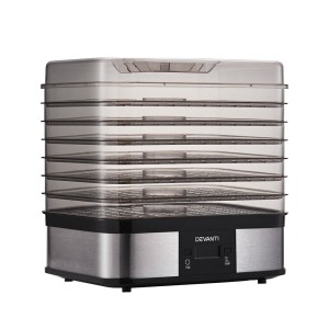 Devanti Food Dehydrator, Stainless Steel, 7 Trays, Silver - Quiet, Energy Efficient, Nutrient-Rich Drying