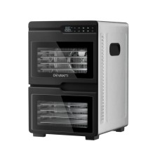 Devanti 12-Tray Dual-Zone Food Dehydrator, Stainless Steel, LCD Control, 35-80°C, 48hr Timer, Includes Fruit Roll Sheets