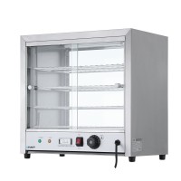 Devanti Commercial Food Warmer 54cm 4-Tier Tempered Glass Cabinet with Stainless Steel Trays & Adjustable Thermostat