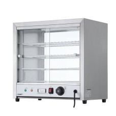 Devanti Commercial Food Warmer 54cm 4-Tier Tempered Glass Cabinet with Stainless Steel Trays & Adjustable Thermostat