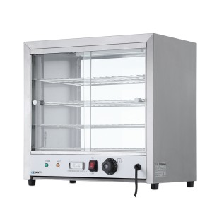 Devanti Commercial Food Warmer 54cm 4-Tier Tempered Glass Cabinet with Stainless Steel Trays & Adjustable Thermostat