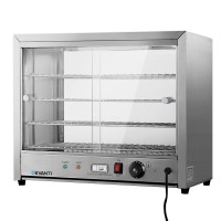 Devanti Commercial Food Warmer 64cm Stainless Steel 4-Tier Cabinet with Adjustable Thermostat & Sliding Glass Doors
