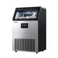 Devanti 45kg Commercial Ice Maker Machine Stainless Steel, 45 Cubes per Cycle, LED Control, Self-Cleaning, Black/Silver