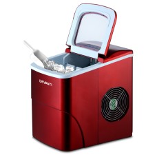 DEVANTi Portable Ice Cube Maker 2L Red, 12kg/Day, Benchtop, 2 Ice Sizes, Quiet, Energy Efficient, Home Bar Use