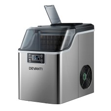 Devanti Stainless Steel Portable Ice Maker - 24 Cubes in 14 Minutes, 3.2L Capacity, Energy Efficient & Self-Cleaning