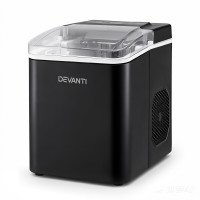 Devanti Portable 12kg Ice Maker Machine, Self-Cleaning, Black, 1.2L, Quiet, Countertop Design with Scoop and Basket