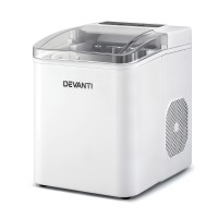 Devanti 12kg Portable Ice Maker, Self-Cleaning, 1.2L, White, Quiet, Countertop Design, 9 Cubes in 6-7
