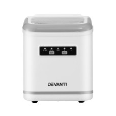 Devanti Portable Ice Maker Machine 12kg Daily Capacity, 1.3L Water Tank, Self-Cleaning, Quiet White Countertop