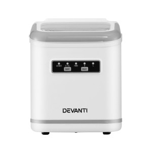 Devanti Portable Ice Maker Machine 12kg Daily Capacity, 1.3L Water Tank, Self-Cleaning, Quiet White Countertop