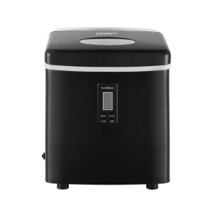 Devanti 15kg Ice Maker Machine Black Countertop, 3L, 3 Ice Sizes, Bullet-Shaped Cubes, Portable, Quiet Operation