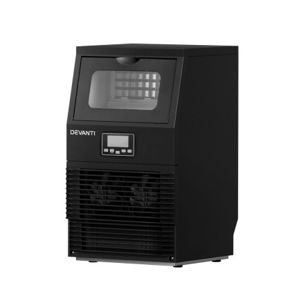 Devanti 30kg Commercial Ice Maker Cube Machine, Adjustable Thickness, Self-Cleaning, Quiet Operation, Black, 220W