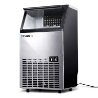 Devanti 60kg Stainless Steel Commercial Ice Maker - Adjustable Cube Thickness, Self-Cleaning, Energy Efficient