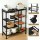 Artiss 4-Tier Kitchen Rack with 3 Mesh Baskets Lockable Wheels Reinforced Steel Dark Grey Storage Shelf