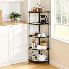 Artiss 5-Tier Corner Shelf Rack 90° Metal Frame PP Shelves 48x32x135cm Black Organiser for Kitchen Bathroom
