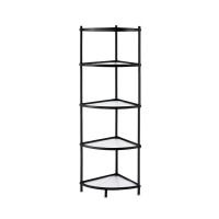 Artiss 5-Tier Corner Shelf Rack 90° Metal Frame PP Shelves 48x32x135cm Black Organiser for Kitchen Bathroom