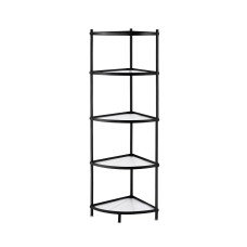 Artiss 5-Tier Corner Shelf Rack 90° Metal Frame PP Shelves 48x32x135cm Black Organiser for Kitchen Bathroom