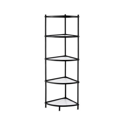 Artiss 5-Tier Corner Shelf Rack 90° Metal Frame PP Shelves 48x32x135cm Black Organiser for Kitchen Bathroom