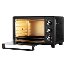 Devanti 30L Electric Convection Oven & Fryer, 1600W Stainless Steel, 6-Stage Control, Timer, Non-Stick, Black