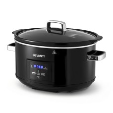 Devanti 8L Electric Slow Cooker Multi Cooker – Programmemable, 3 Heat Settings, Stoneware Pot, Keep Warm, Black