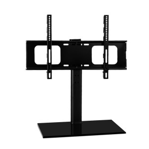Artiss Table Top TV Stand for 32"-70" Screens, Swivel 35°, Tempered Glass Base, Black Metal Frame, VESA Compatible