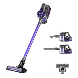 Devanti 150W Cordless Stick Vacuum Cleaner with Motorised Roller Brush, HEPA Filter, LED, 35min – Purple