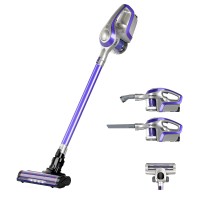 Devanti Cordless 150W Stick Vacuum Cleaner, Purple/Grey - Motorized Roller, HEPA Filter, 25 Min Runtime