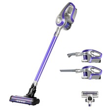 Devanti Cordless 150W Stick Vacuum Cleaner, Purple/Grey - Motorized Roller, HEPA Filter, 25 Min Runtime Devanti Cordless 150W Stick Vacuum Cleaner, Purple/Grey - Motorized Roller, HEPA Filter, 25 Min Runtime
