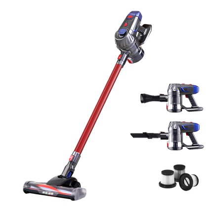 Devanti Stick Vacuum Cleaner Red 150W, HEPA Filter, Cordless, 10,000Pa Suction, LED Headlight, 2-Speed, 1-Year Warranty