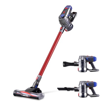 Devanti Stick Vacuum Cleaner Cordless Bagless 150W Red, HEPA Filter, 2-Speed, Lightweight, 35min Runtime, LED Headlight