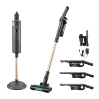 Devanti Cordless Vacuum Cleaner with Auto‑Empty Station 18kPa 40min Lightweight LED Head Grey 1.05kg