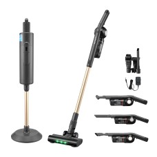 Devanti Cordless Vacuum Cleaner with Auto‑Empty Station 18kPa 40min Lightweight LED Head Grey 1.05kg
