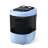 Devanti Portable Washing Machine, Plastic, 3KG, Black - 2-in-1 Wash & Spin Dry, Quiet Operation, Shoe Brush Included