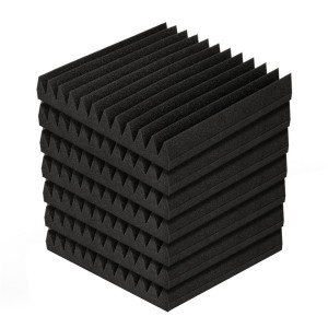 Alpha Acoustic Foam Panels, High-Density Soundproofing Wedges, 30x30x5cm, Black, 40pcs, Studio Noise Absorption Solution