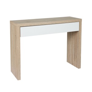 Artiss Console Table with Storage Drawer, White & Pine, 100x35x80cm, Scandinavian Style, Easy Assembly
